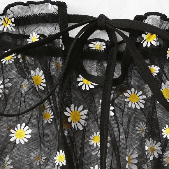 Black *** Sheer Play set, Romper, Teddy, Cosplay Pyjama set with Crop Top - Picture 5 of 7